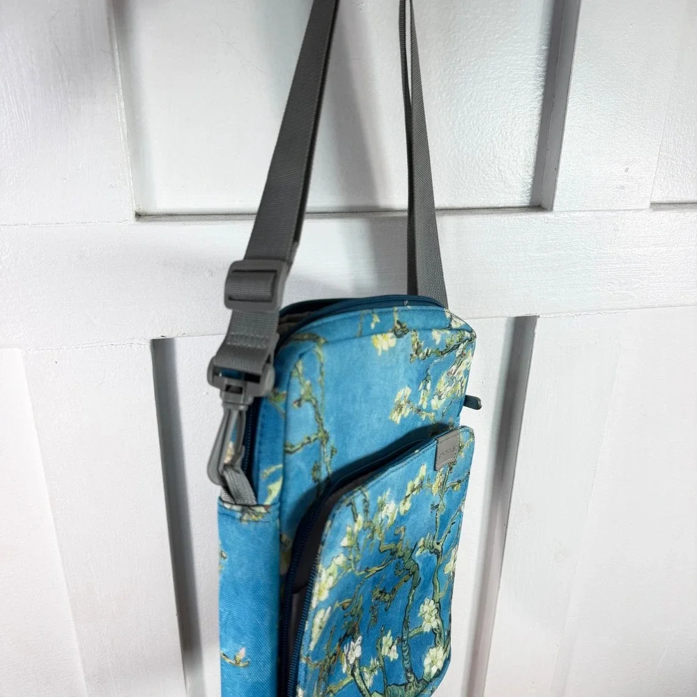 Moko Almond Tree Blossoms Blue Tablet Bag Crossbody Padded Case Sleeve w Strap